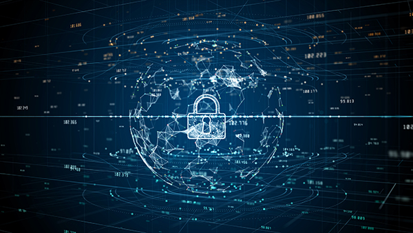 Lock Icon of Cyber Security Digital Data, Digital Data Network Protection, Global Network 5g High-Speed Internet Connection and Big Data Analysis Background.